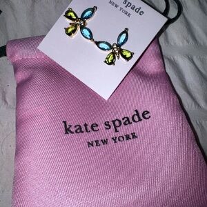 kate spade New York Crystal Butterfly Earrings - Blue & Lime